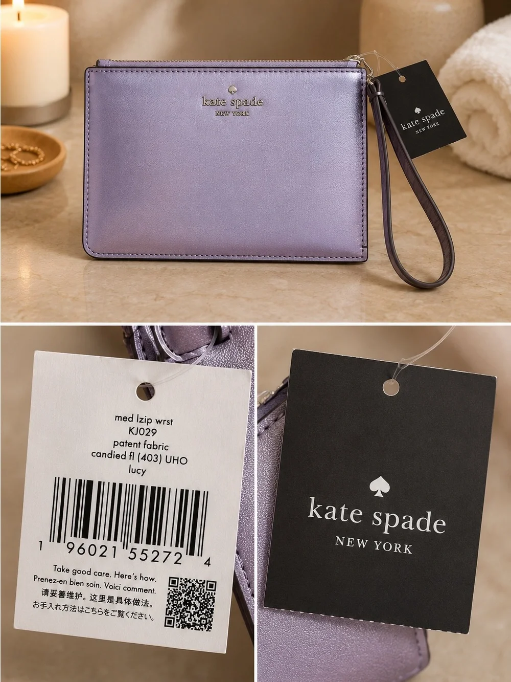 Kate Spade New York Lucy Wristlet – Candied Floral Metallic Lavender NWT - Picture 3 of 4